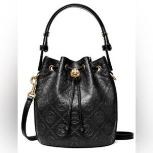 Tory Burch T Monogram Leather Mini Bucket Bag